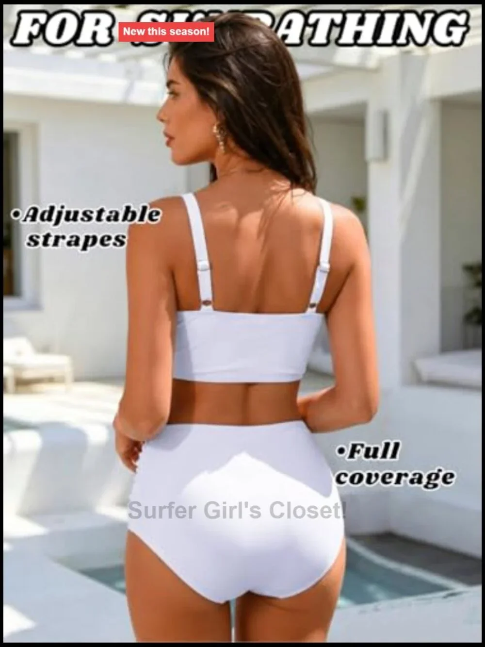 High Waisted Bikini Set with Tummy Control, Full Coverage Swimwear